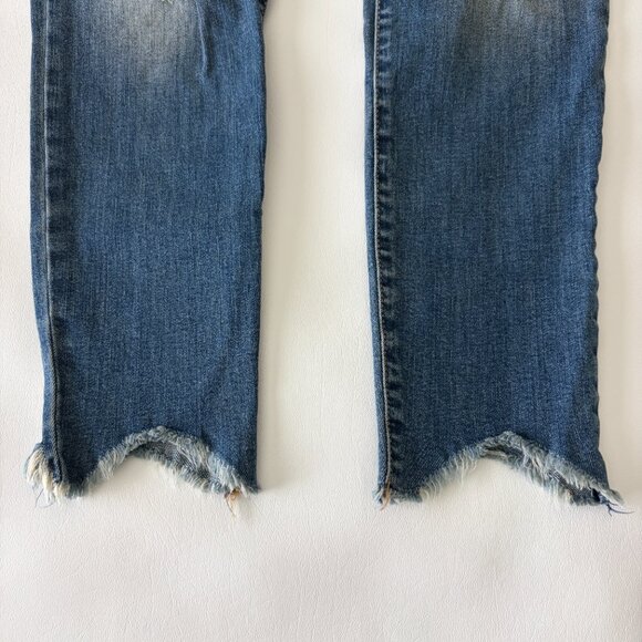 GAP Jean Womens 26 Blue Skinny Distressed Mid-Rise Stretch Denim Raw Hem - Picture 4 of 13